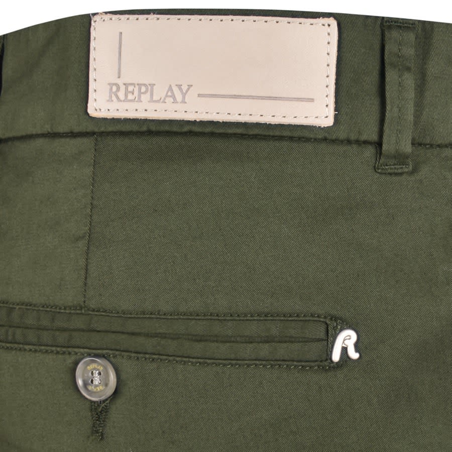 Image number 3 for Replay Chino Shorts Green