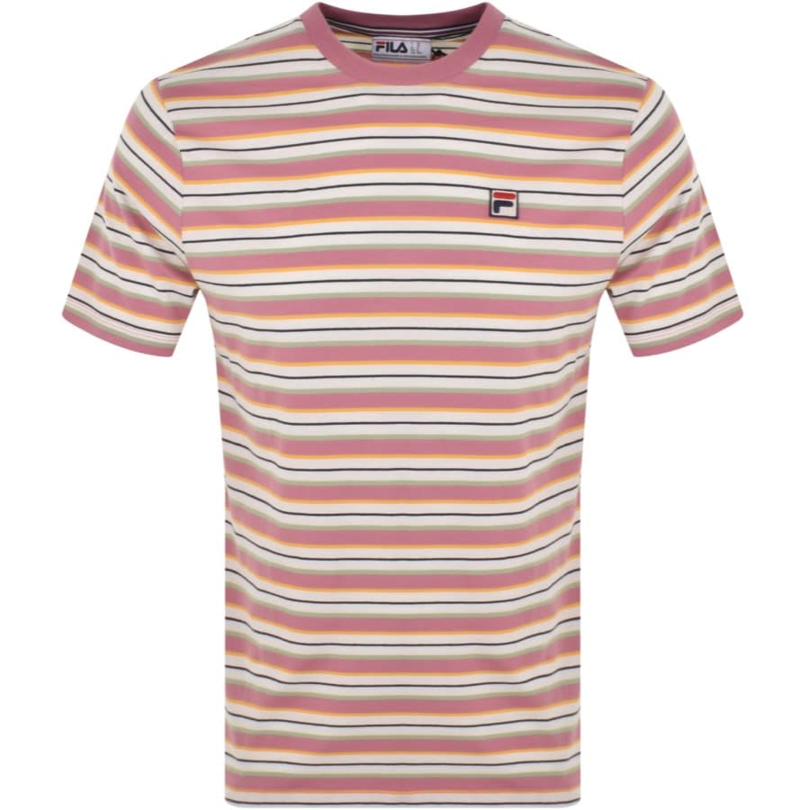 Fila Vintage Yarn Dye Stripe T Shirt Pink Mainline Menswear