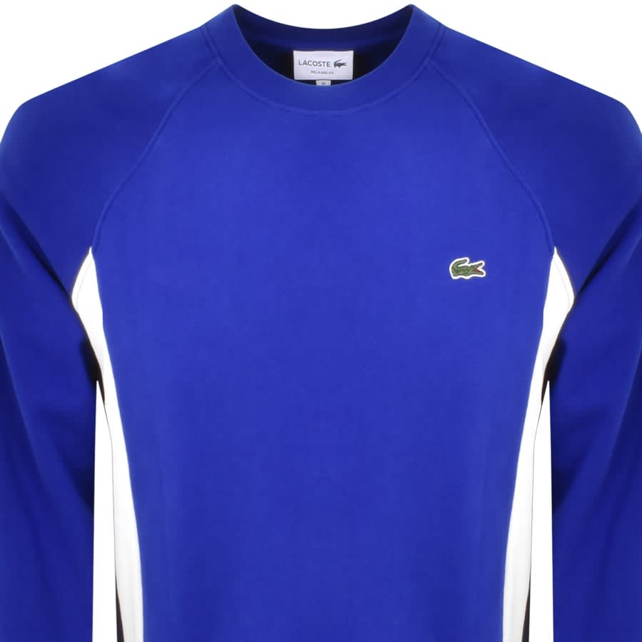 Image number 2 for Lacoste Panel Crew Neck Sweatshirt Blue