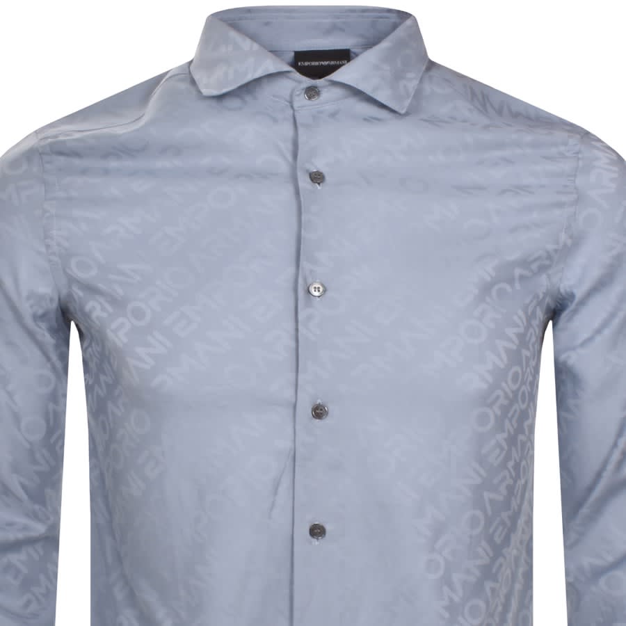 Image number 2 for Emporio Armani Logo Long Sleeve Shirt Blue