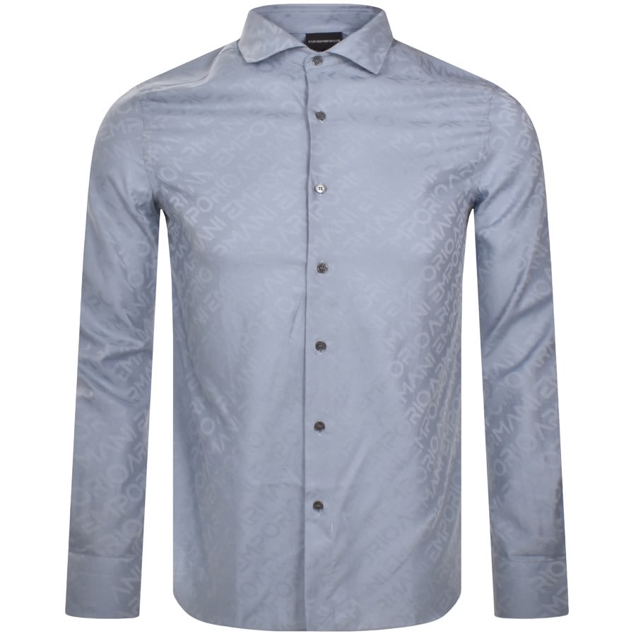 Image number 1 for Emporio Armani Logo Long Sleeve Shirt Blue