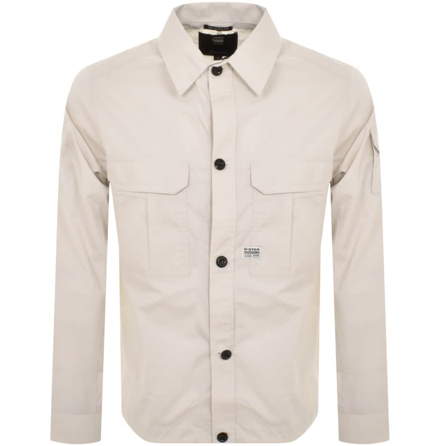 Image number 1 for G Star Raw Two Pocket Long Sleeved Shirt Beige