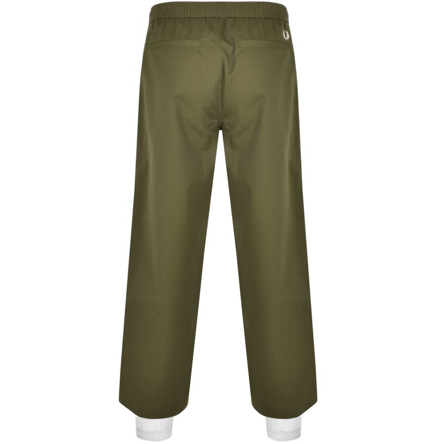 Image number 2 for Fred Perry Wide Leg Draw String Trouser Green