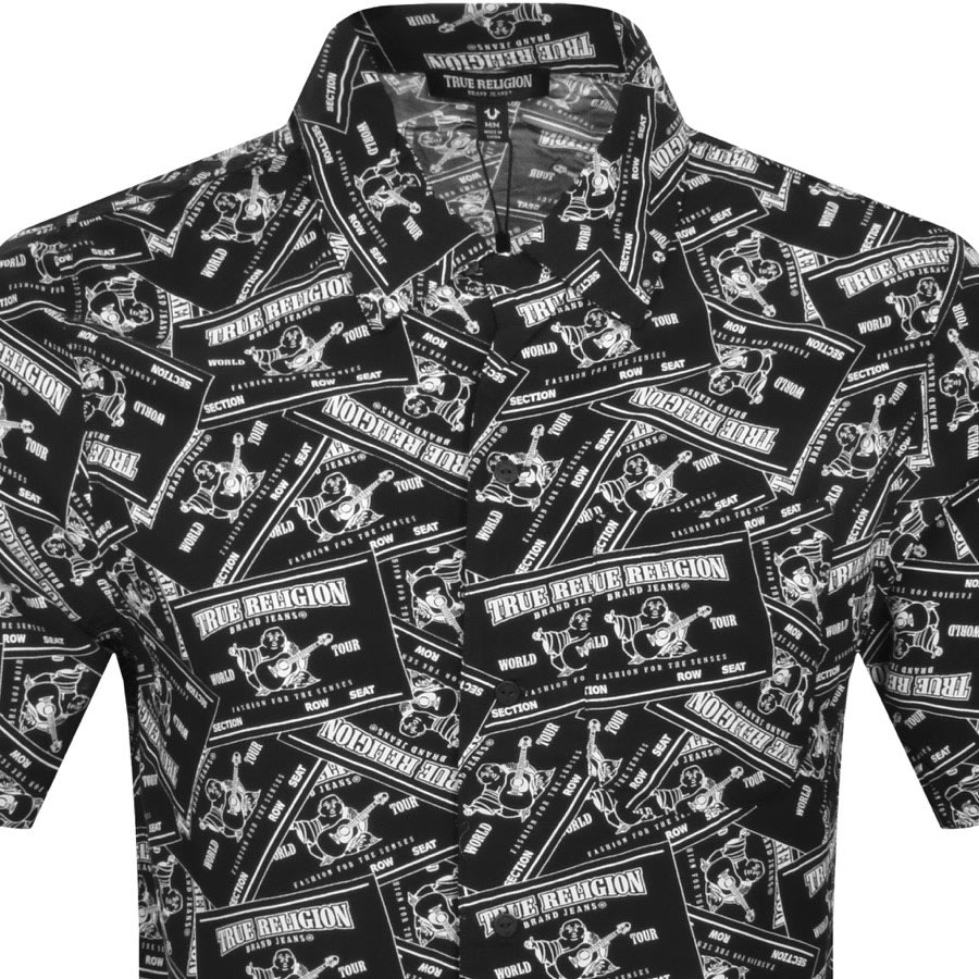 Image number 2 for True Religion All Over Label Resort Shirt Black