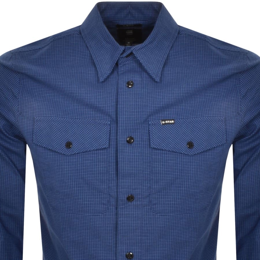 Image number 2 for G Star Raw Marine Slim Long Sleeved Shirt Blue