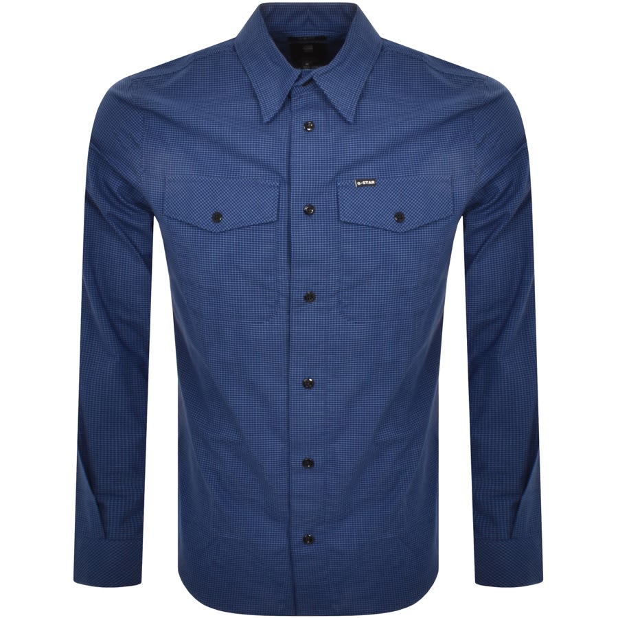 Image number 1 for G Star Raw Marine Slim Long Sleeved Shirt Blue