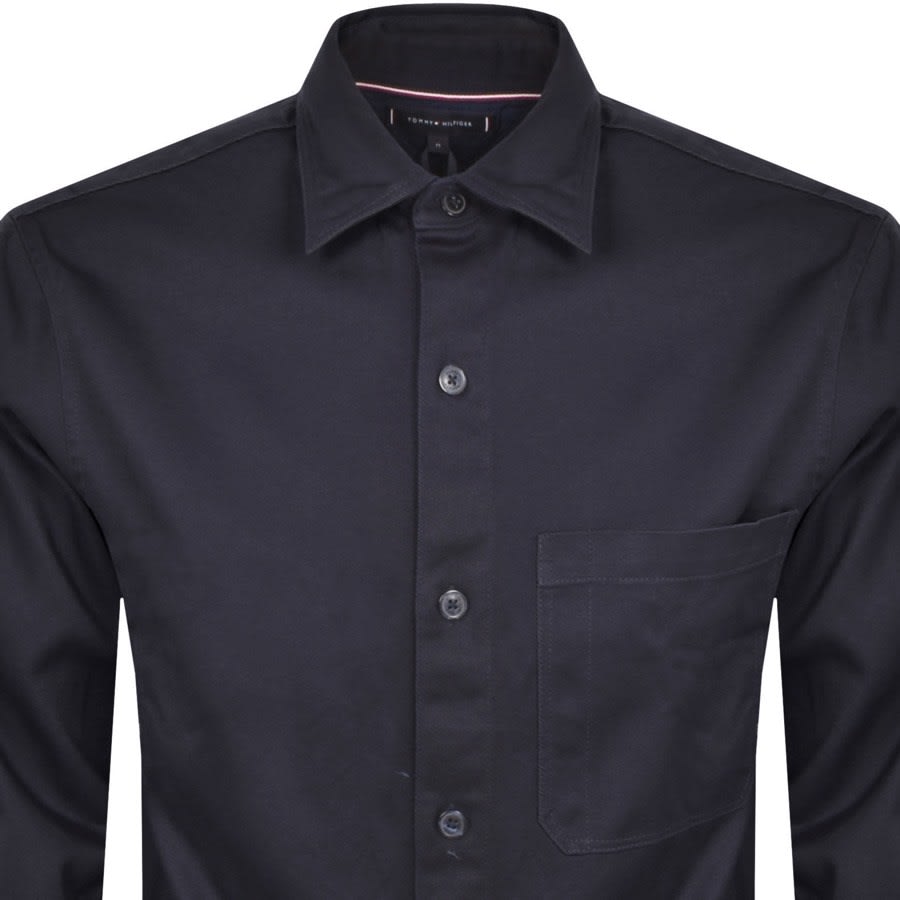 Image number 2 for Tommy Hilfiger Heavy Twill Solid Overshirt Navy