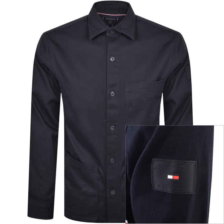 Image number 1 for Tommy Hilfiger Heavy Twill Solid Overshirt Navy