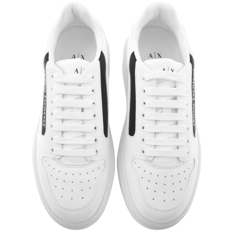 Image number 3 for Armani Exchange Logo Trainers White