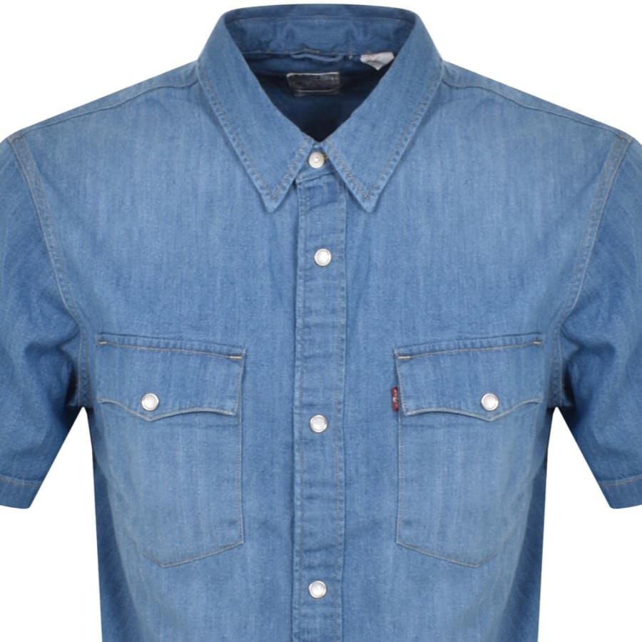 Image number 2 for Levis Western Short Sleeved Shirt Blue