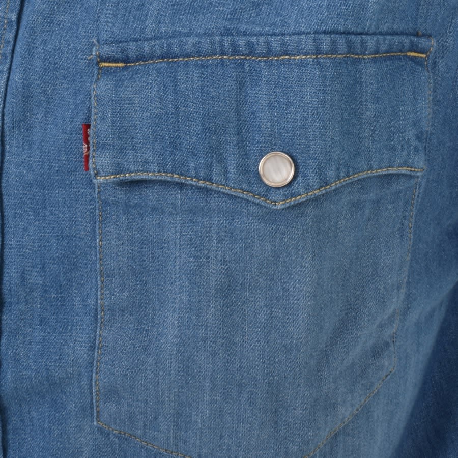 Image number 3 for Levis Western Short Sleeved Shirt Blue