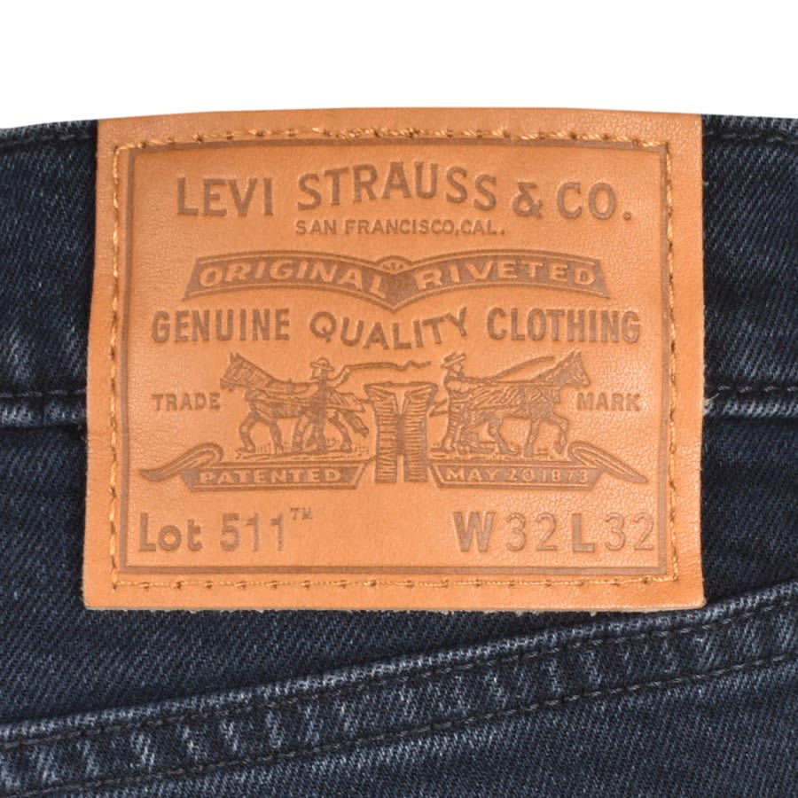 Image number 3 for Levis 511 Slim Fit Dark Wash Jeans Blue