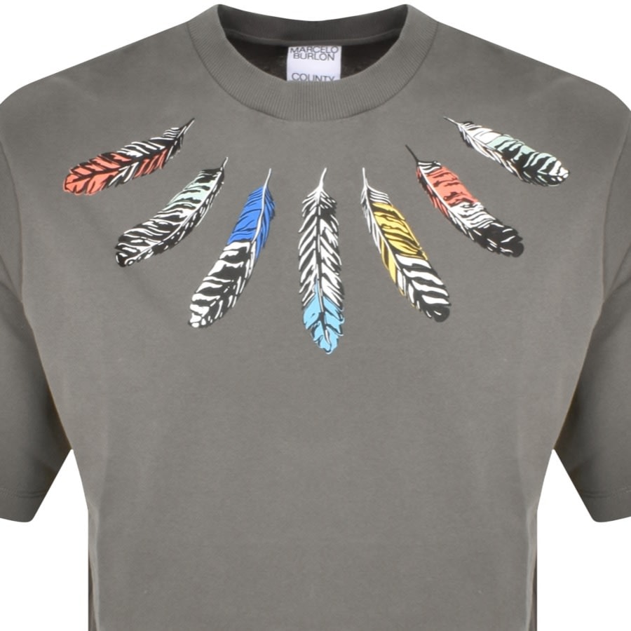 Image number 2 for Marcelo Burlon Feather T Shirt Grey