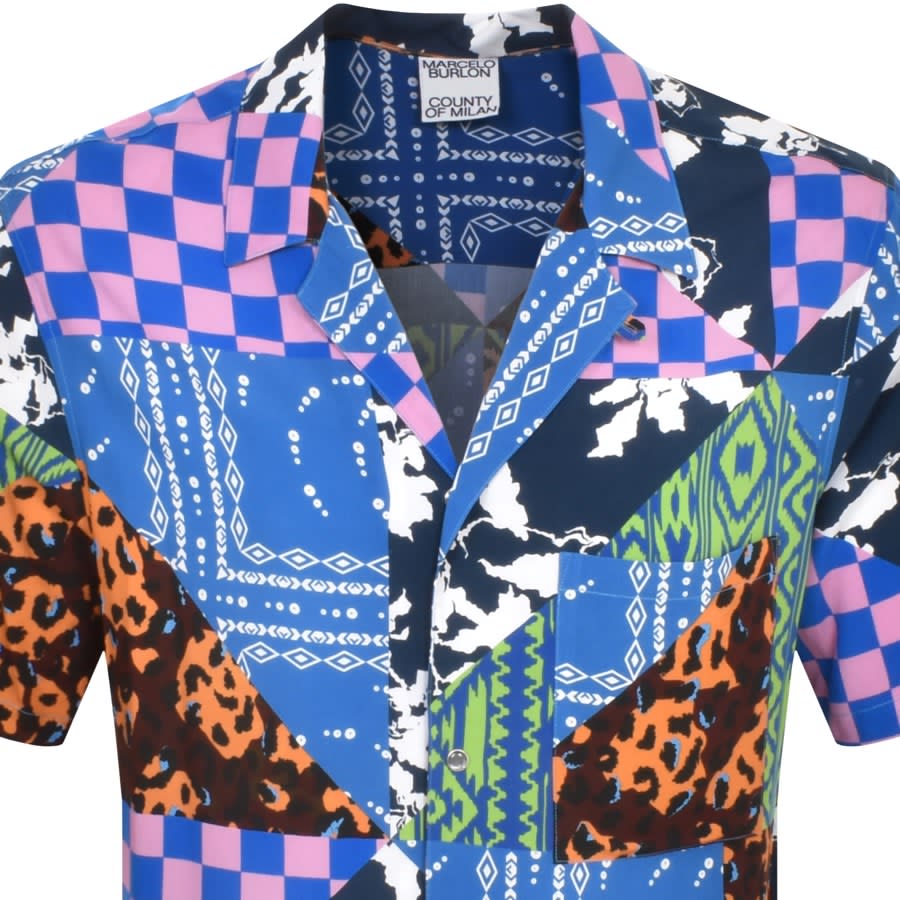 Image number 2 for Marcelo Burlon Mix And Match Hawaii Shirt Blue
