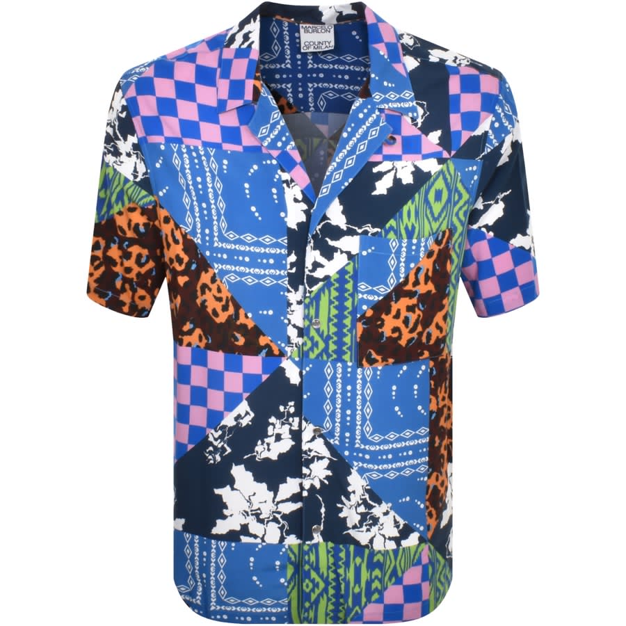 Image number 1 for Marcelo Burlon Mix And Match Hawaii Shirt Blue