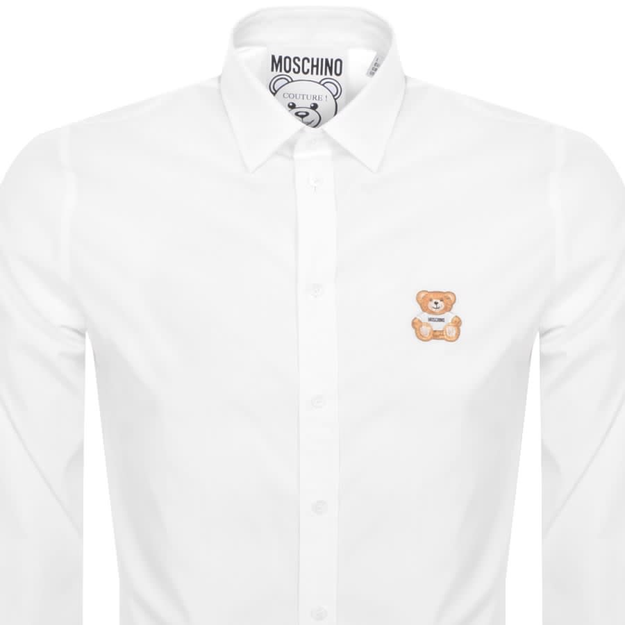 Image number 2 for Moschino Long Sleeve Teddy Patch Shirt White