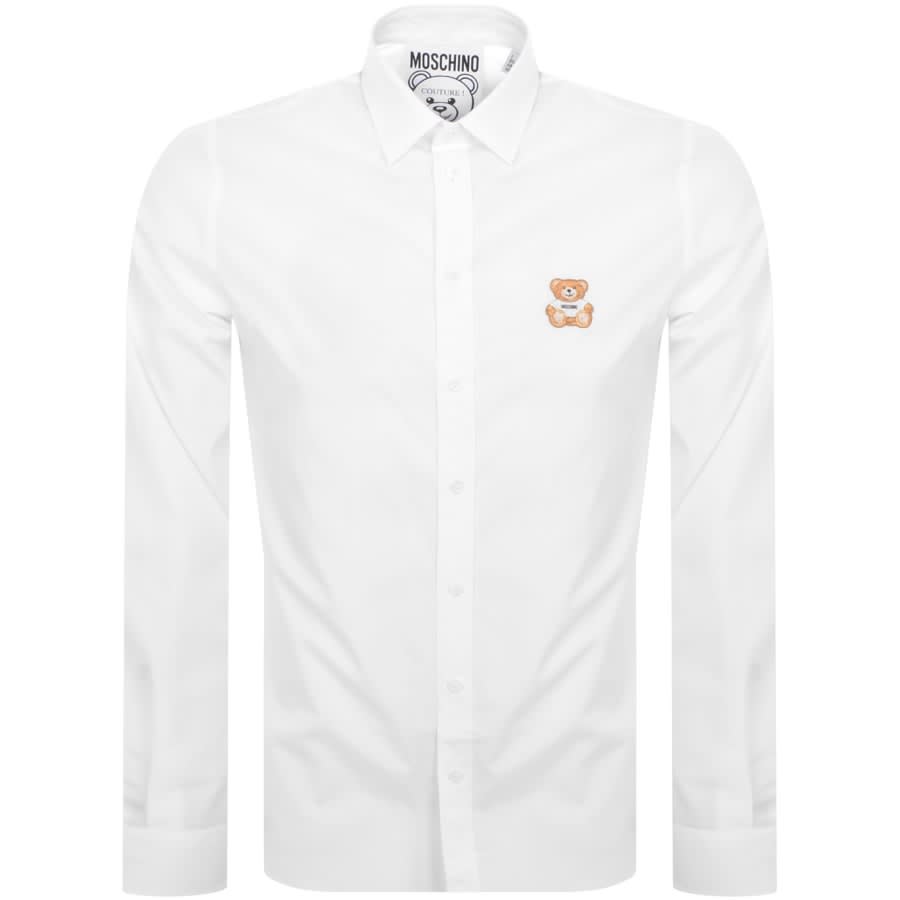 Image number 1 for Moschino Long Sleeve Teddy Patch Shirt White