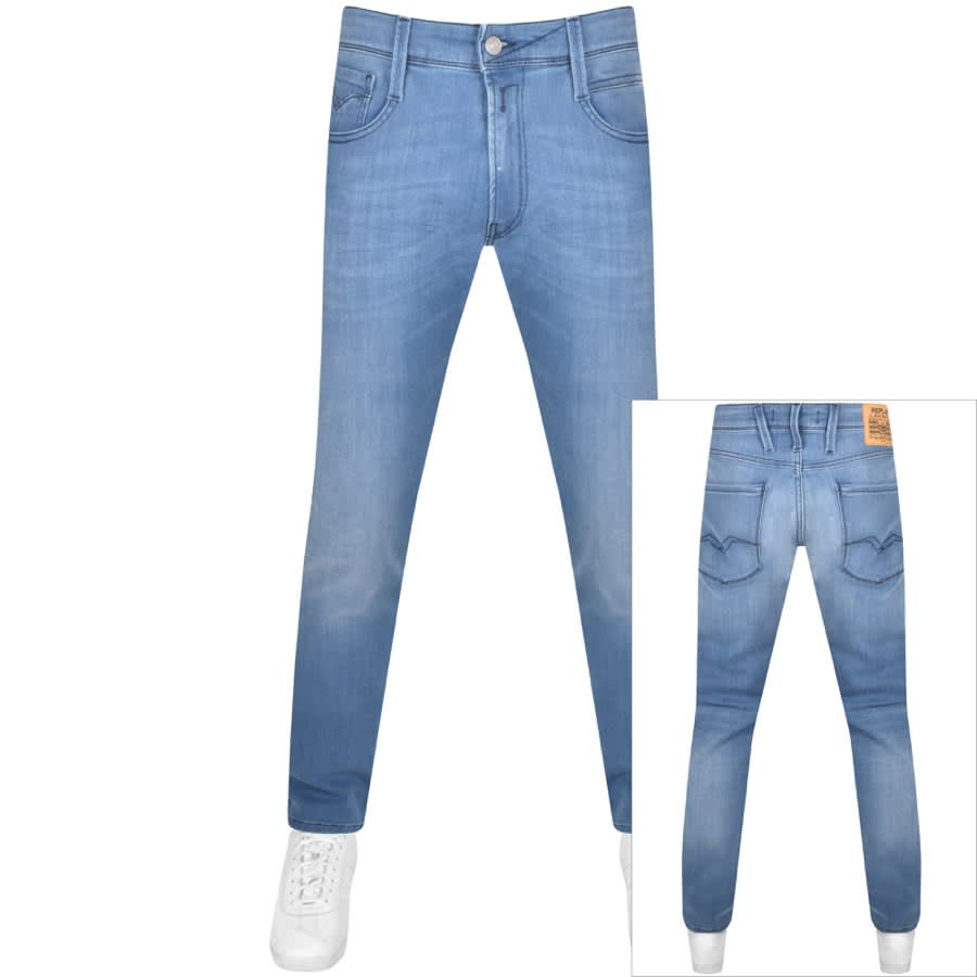 Image number 1 for Replay Anbass Slim Fit Mid Wash Jeans Blue
