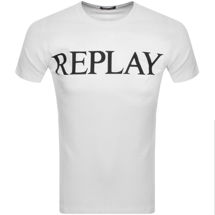 Image number 1 for Replay Logo Crew Neck T Shirt White