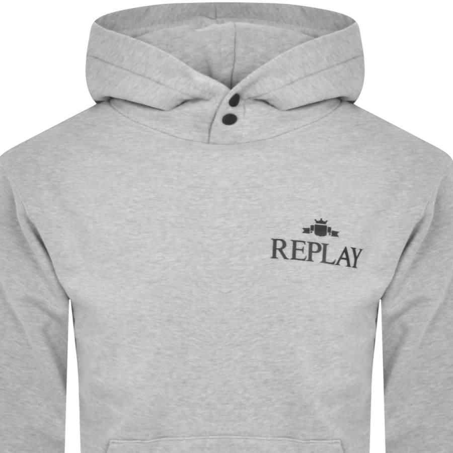 Image number 2 for Replay Logo Hoodie Grey