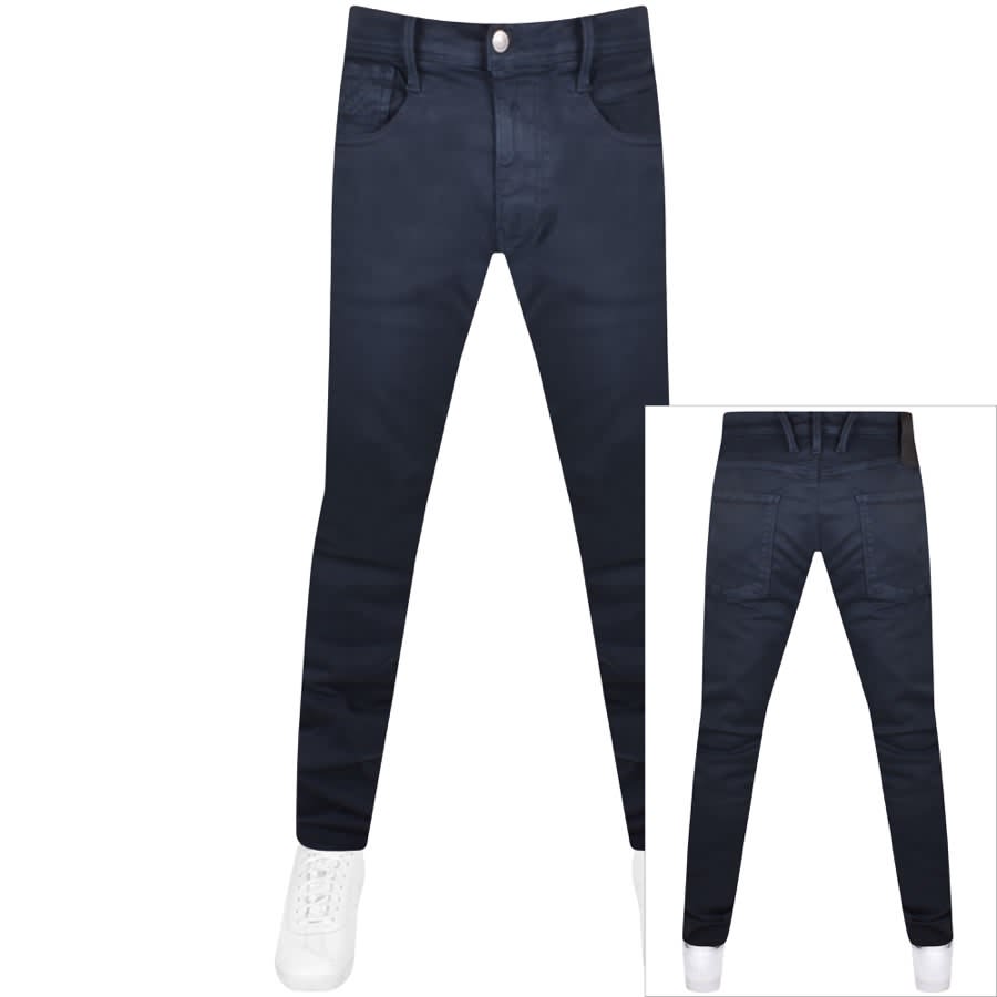 Image number 1 for Replay Anbass Hyperflex Jeans Navy