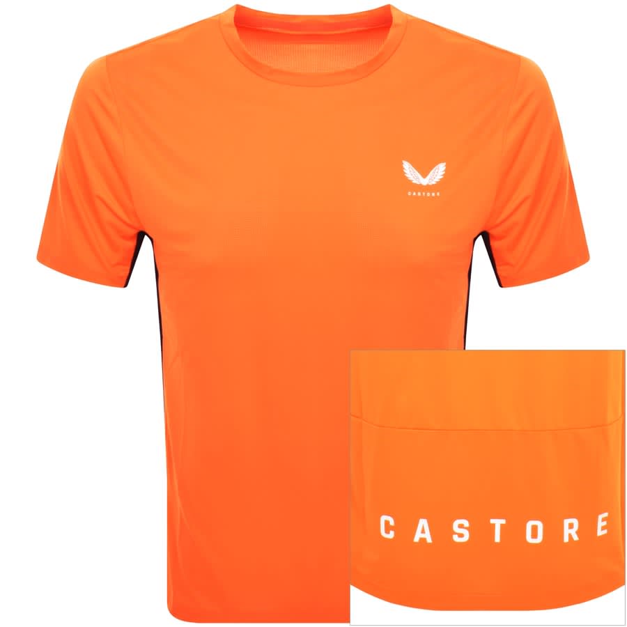 Image number 1 for Castore Mix Mesh Performance T Shirt Orange