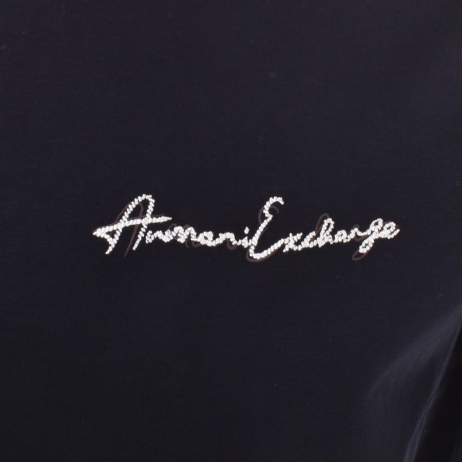 Image number 4 for Armani Exchange Crew Neck Logo T Shirt Navy
