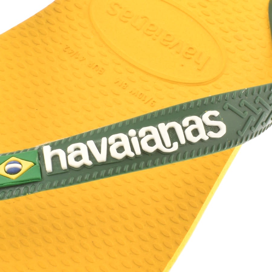 Havianas brasil logo flip flops in yellow and green