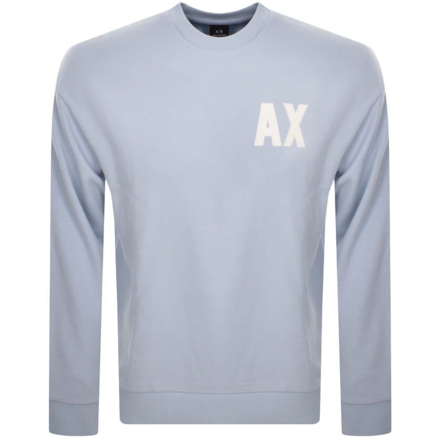 Image number 1 for Armani Exchange Crew Neck Logo Sweatshirt Blue