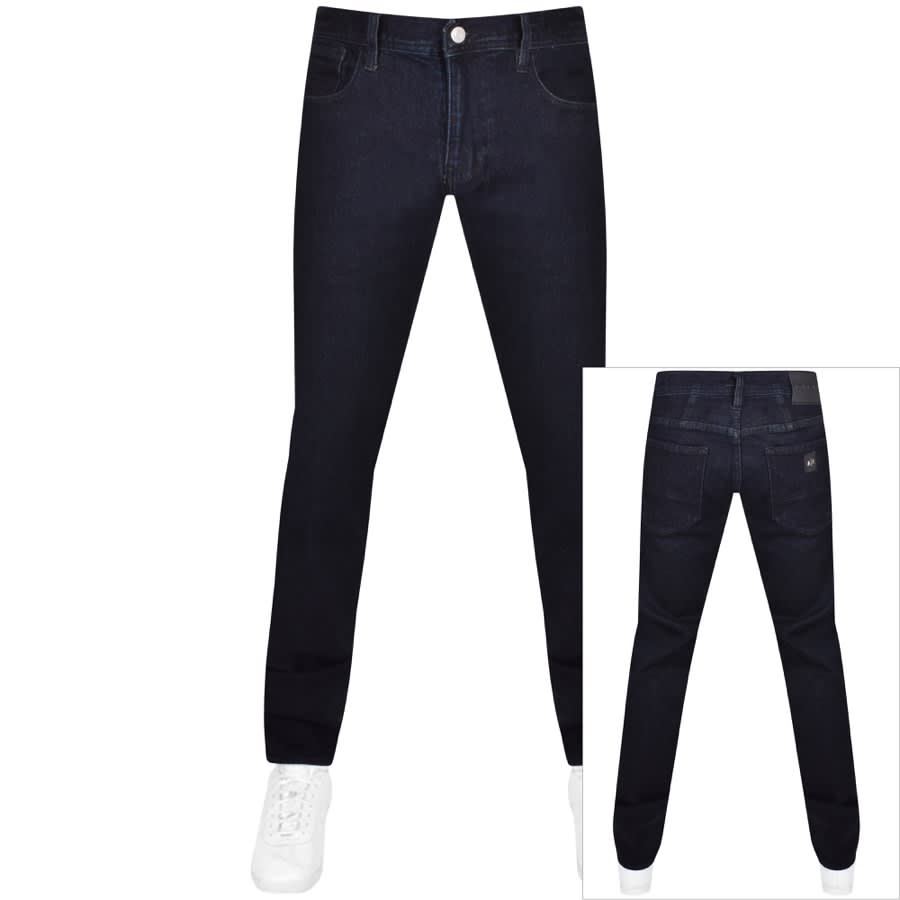 Image number 1 for Armani Exchange J16 Straight Fit Jeans Navy