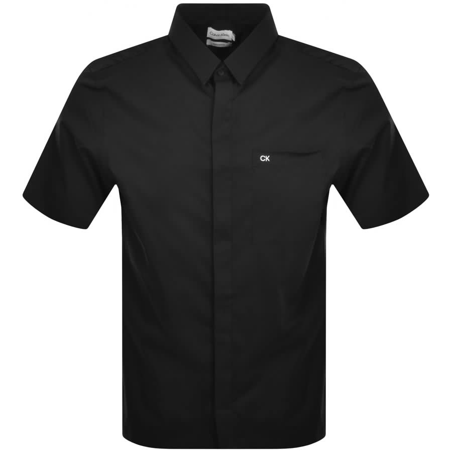 Image number 1 for Calvin Klein Short Sleeve Poplin Shirt Black