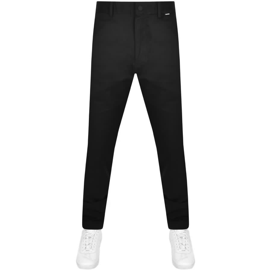 Image number 1 for Calvin Klein Modern Twill Tapered Trousers Black