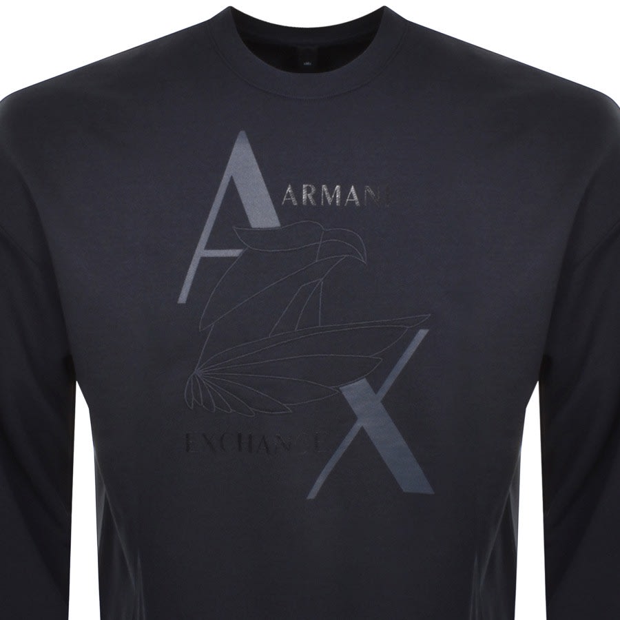 Image number 2 for Armani Exchange Crew Neck Logo Sweatshirt Navy