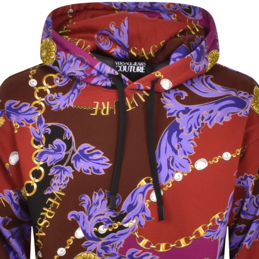Image number 2 for Versace Jeans Couture Chain Print Hoodie Red