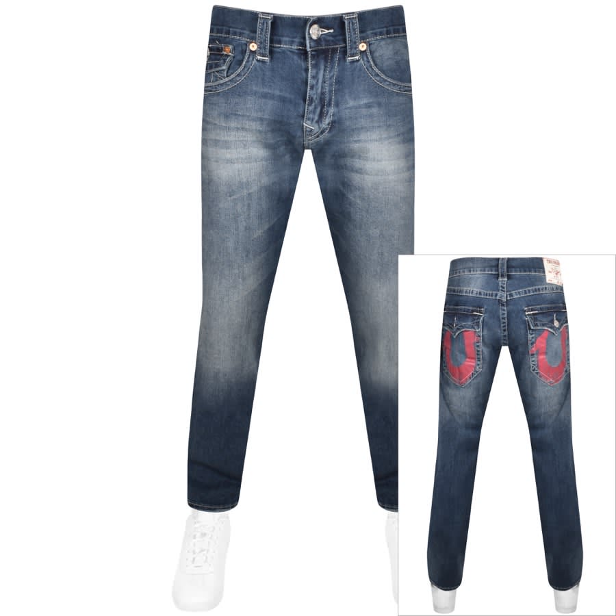 Image number 1 for True Religion Ricky Painted Horseshoe Jeans Blue