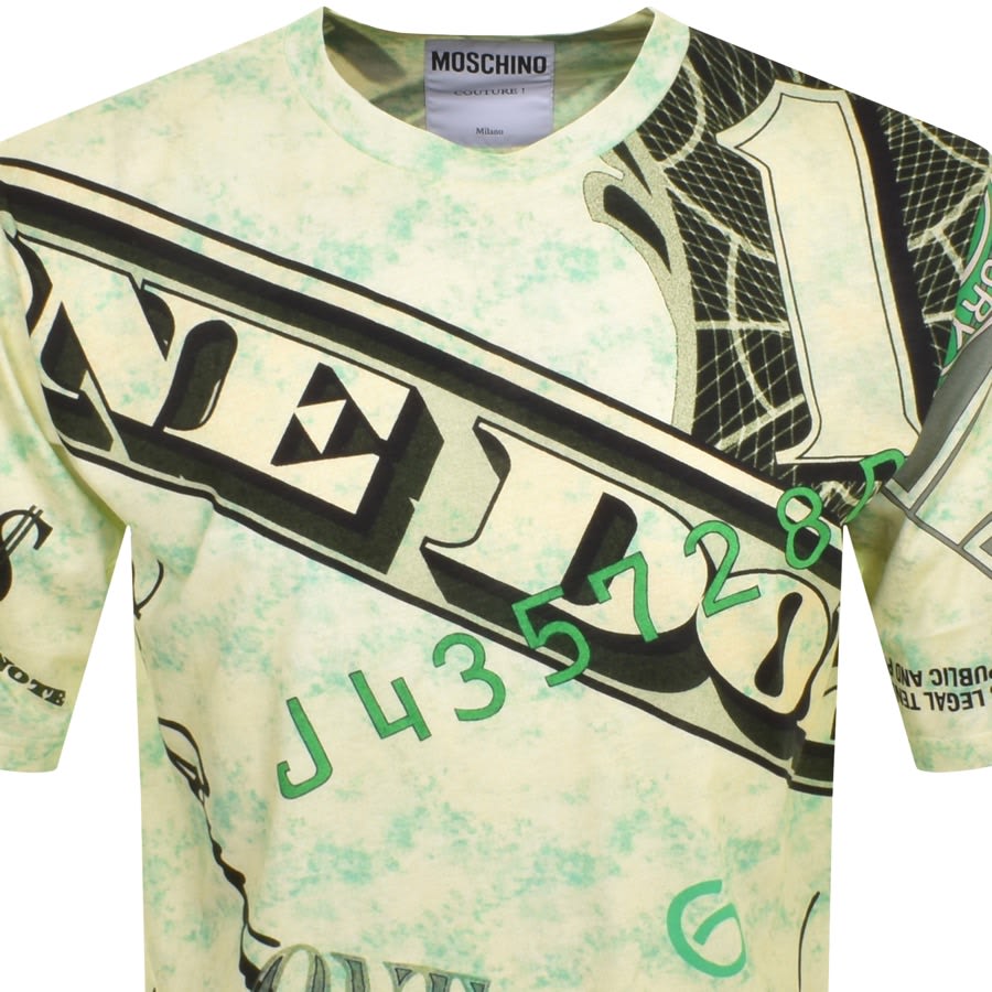 Image number 2 for Moschino Dollar Print T Shirt Green