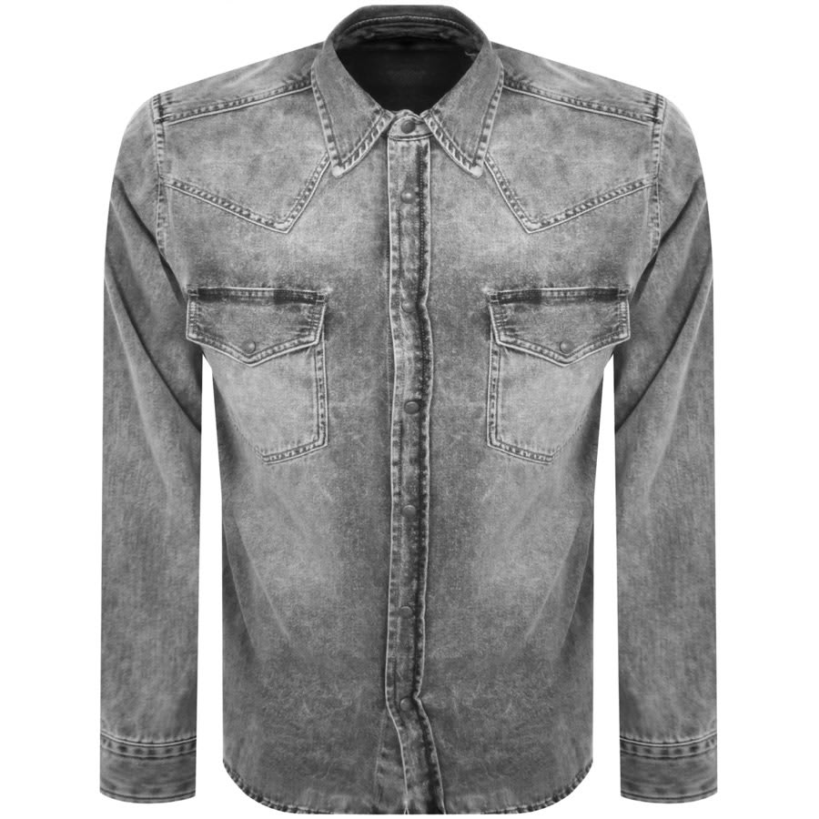 Image number 1 for BOSS Lebop Denim Overshirt Jacket Grey