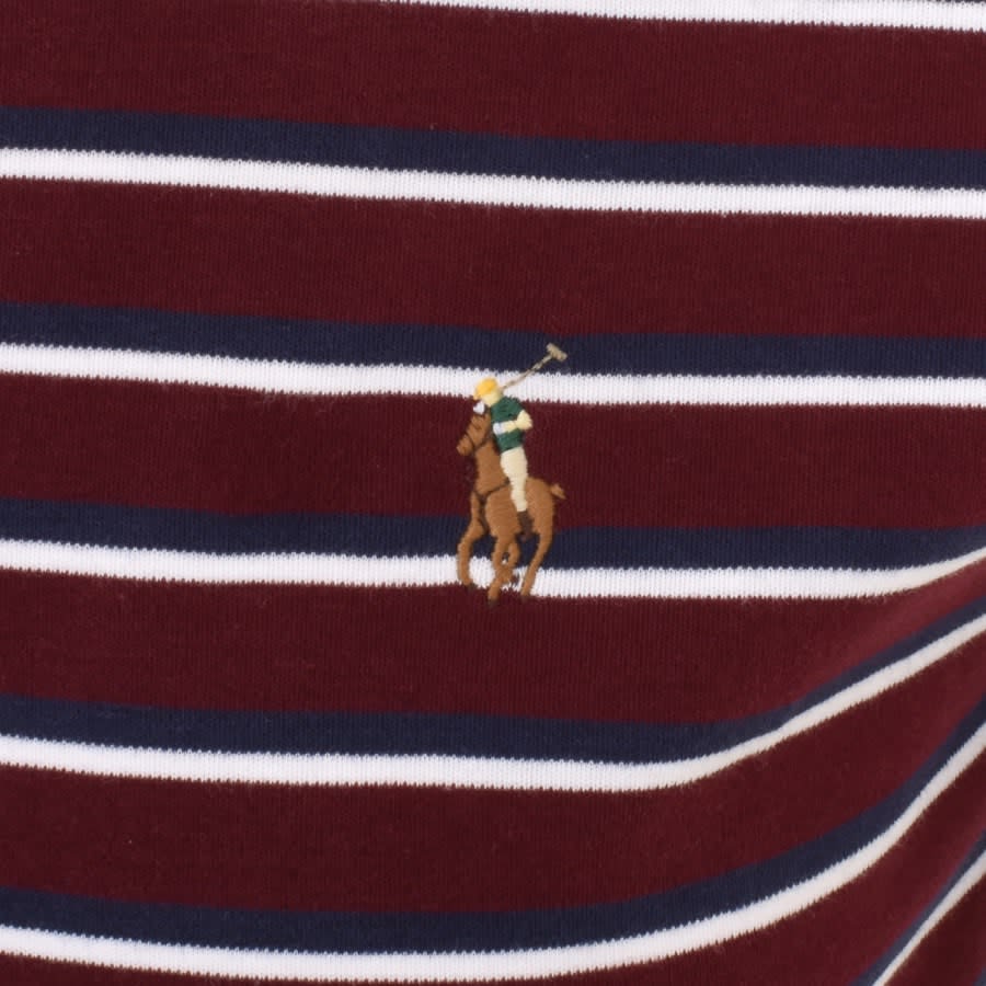 Image number 3 for Ralph Lauren Stripe Polo T Shirt Burgundy