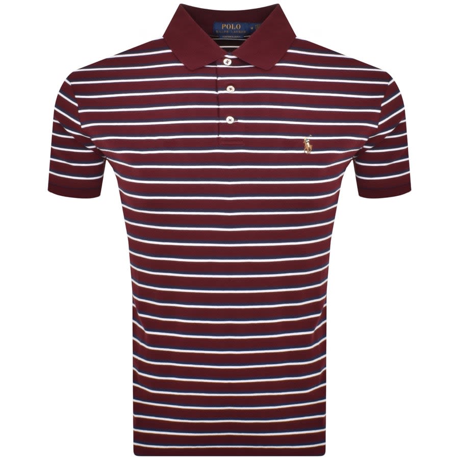 Image number 1 for Ralph Lauren Stripe Polo T Shirt Burgundy
