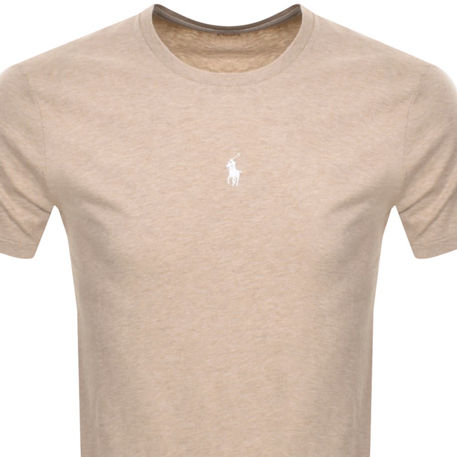 Image number 2 for Ralph Lauren Crew Neck Logo T Shirt Beige