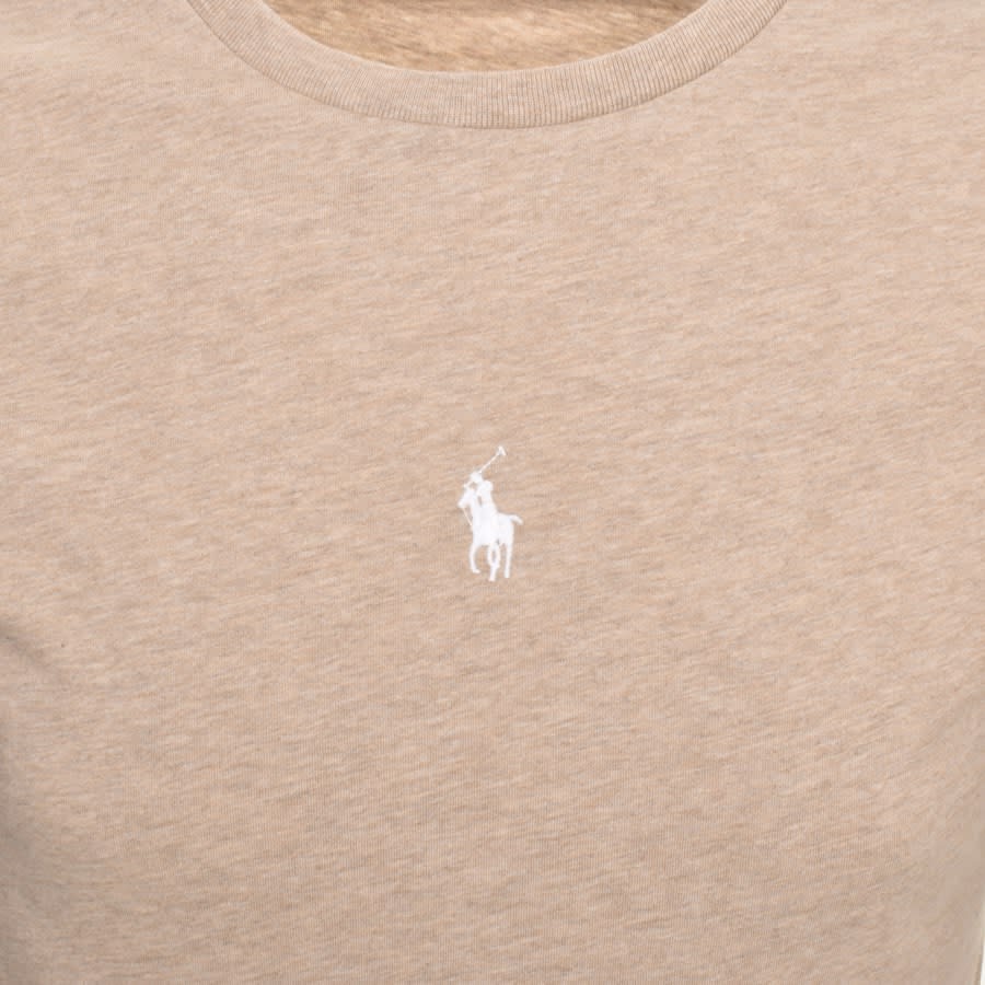 Image number 3 for Ralph Lauren Crew Neck Logo T Shirt Beige