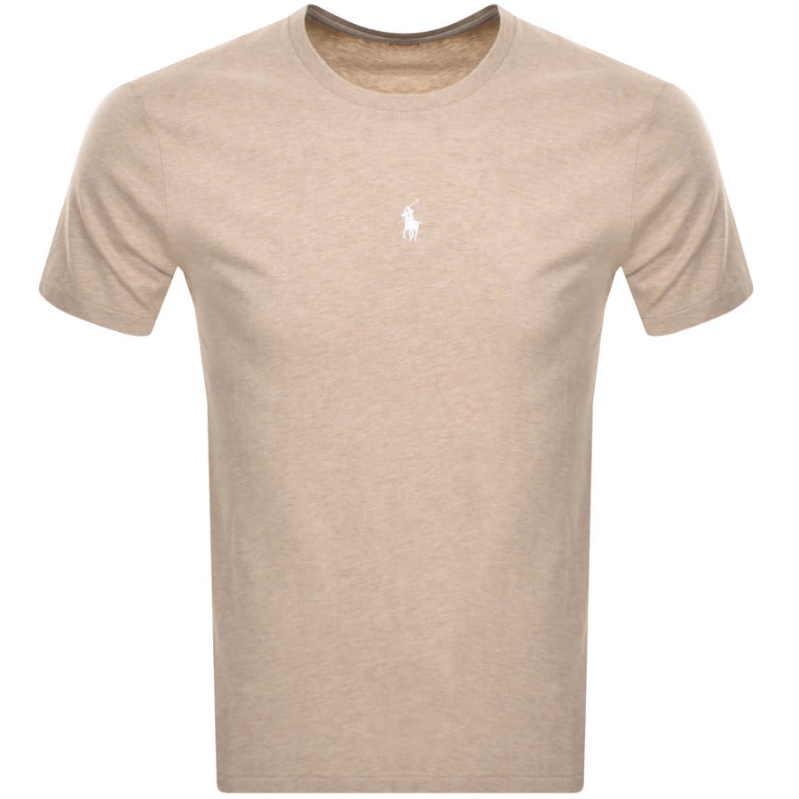 Image number 1 for Ralph Lauren Crew Neck Logo T Shirt Beige