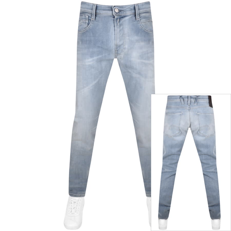Image number 1 for Replay Anbass Hyperflex Jeans Light Blue