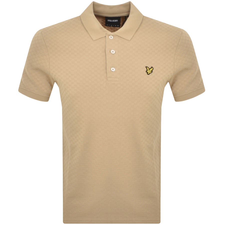 Image number 1 for Lyle And Scott Grid Texture Polo T Shirt Khaki