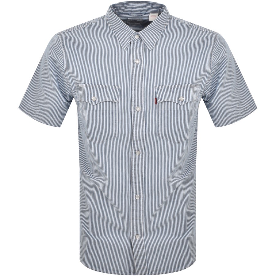 Image number 1 for Levis Western Short Sleeved Shirt Blue