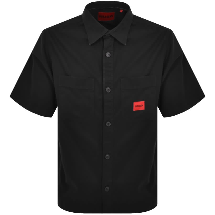 Image number 1 for HUGO Eratino Short Sleeve Overshirt Black