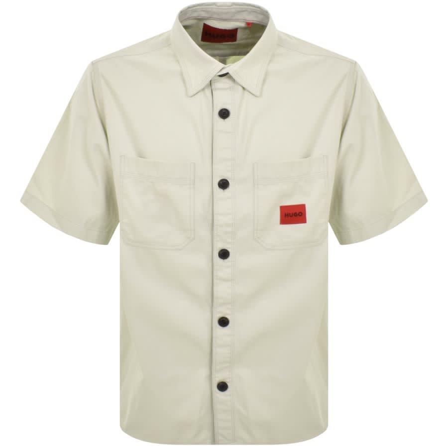 Image number 1 for HUGO Eratino Short Sleeve Overshirt Beige