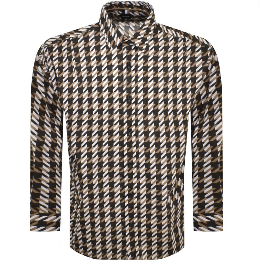 Image number 1 for BOSS Drew Long Sleeve Shirt Brown