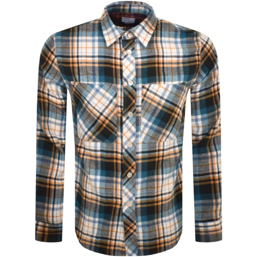 Image number 1 for Paul Smith Checked Long Sleeve Shirt Blue