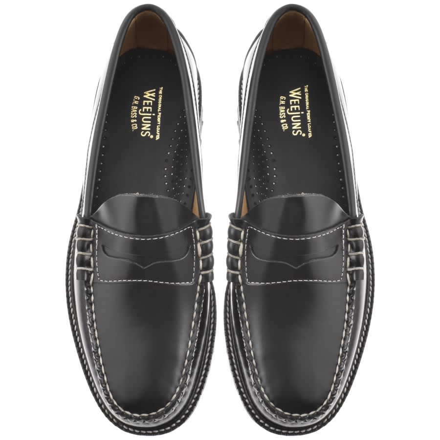 Image number 3 for GH Bass Weejun Larson Contrastitch Loafers Black